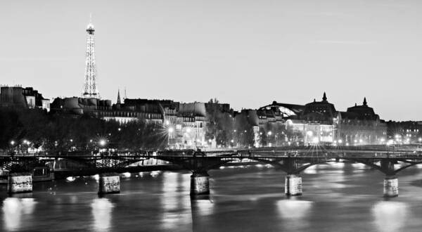 Left Bank Art Print featuring the photograph Left Bank at Night - Paris by Barry O Carroll