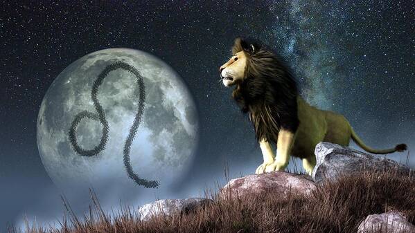 Leo Art Print featuring the digital art Leo Zodiac Symbol by Daniel Eskridge