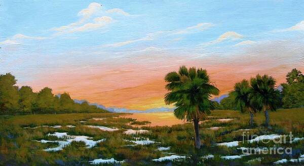 Landscape Art Print featuring the painting Lowcountry Sunrise by Jerry Walker