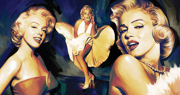 Marilyn Monroe Paintings Art Print featuring the painting Marilyn Monroe Artwork 3 by Sheraz A