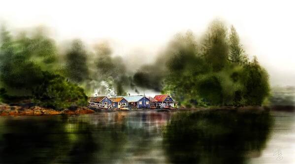 Bay Art Print featuring the digital art Marina Retreat by Debra Baldwin