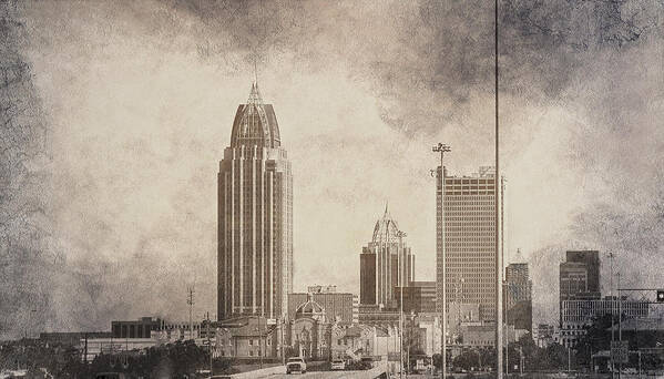 Mobile Art Print featuring the photograph Mobile Alabama Black and White by Judy Hall-Folde