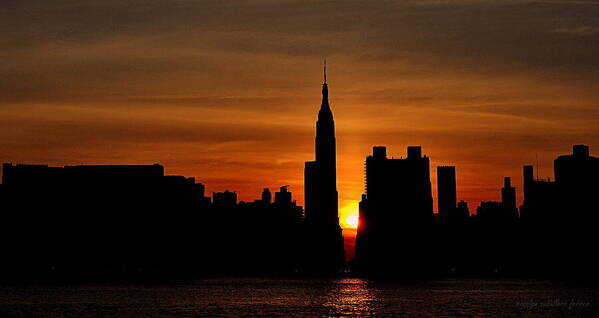 Sunset Art Print featuring the photograph New York Skyline by Ronalyn F