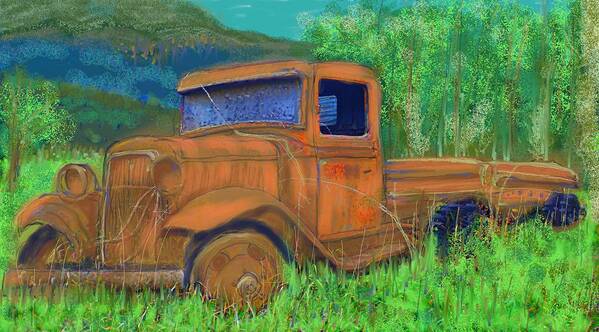 Truck Art Print featuring the painting Old Canadian Truck by Hidden Mountain