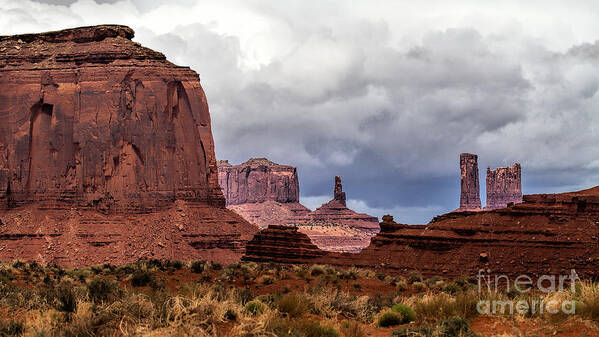 Monument Valley Art Print featuring the photograph Rain Over the Monuments by Jim Garrison