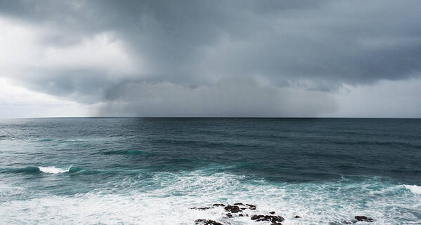 Seascape Art Print featuring the photograph Rain Over the Ocean by Parker Cunningham