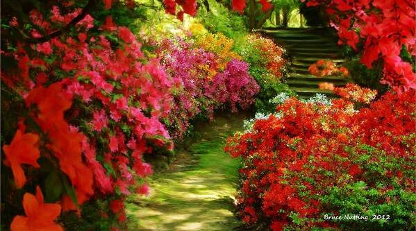 Red Art Print featuring the painting Red Garden Walkway by Bruce Nutting