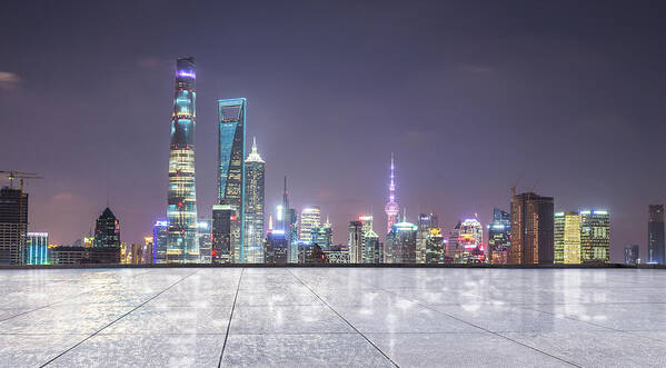 Scenics Art Print featuring the photograph Shanghai City Scape Of Lujiazui by Qiang Fu