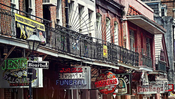 Bourbon Art Print featuring the photograph Signs on Rue Bourbon by Bob Hislop