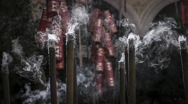 Incense Art Print featuring the photograph Smoke And Light by Glenn DiPaola