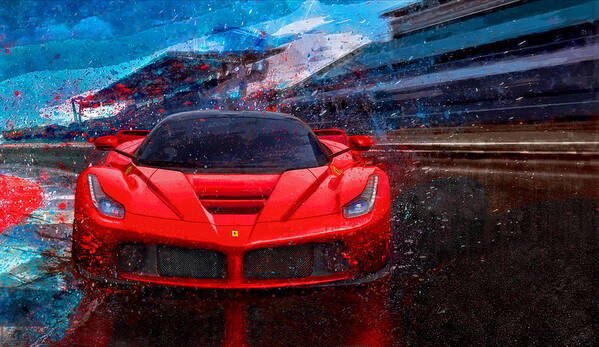 Ferrari Art Print featuring the digital art Splash Dance by Alan Greene