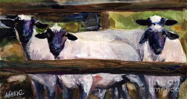 Sheep Art Print featuring the painting Split Rail by Molly Poole