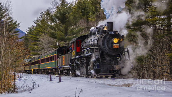 Conway Scenic Railroad Art Print featuring the photograph Steam In The Snow 2015 by New England Photography