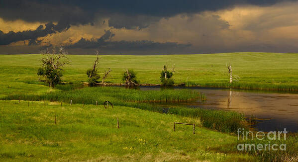 Barn Art Print featuring the photograph Storm Crossing Prairie 1 by Robert Frederick