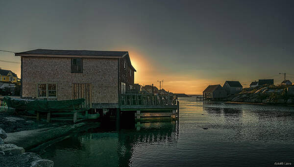 Peggy's Cove Art Print featuring the photograph Sunset at Peggy's Cove II by Ken Morris