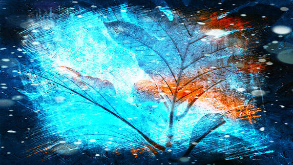 Blue Art Print featuring the digital art The Blue Grand Leaves by Xueyin Chen