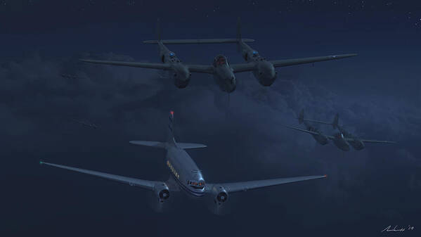 P-38 Art Print featuring the painting The Night Watch by Adam Burch