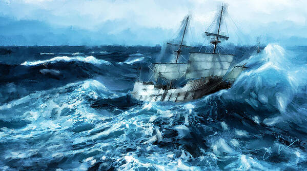 Storm Art Print featuring the digital art The Storm by Charlie Roman