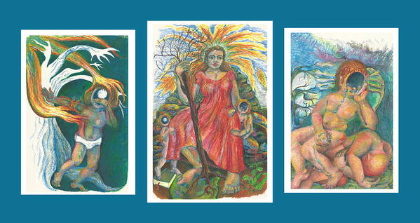 Strength Tryptic Art Print featuring the painting The Strength Tryptic by Melinda Dare Benfield