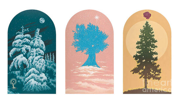 Trees Art Print featuring the painting Tree Triptych for Rivera Funeral Home 220 by William Hart McNichols