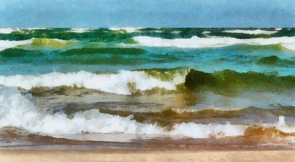 Lake Michigan Art Print featuring the photograph Waves Crash by Michelle Calkins