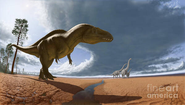 Paleoart Art Print featuring the digital art Acrocanthosaurus by Julius Csotonyi
