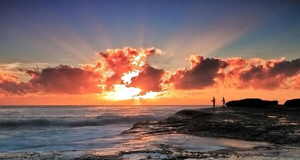 Sun Rays Art Print featuring the photograph Blessed Fishermen by Mark Lucey