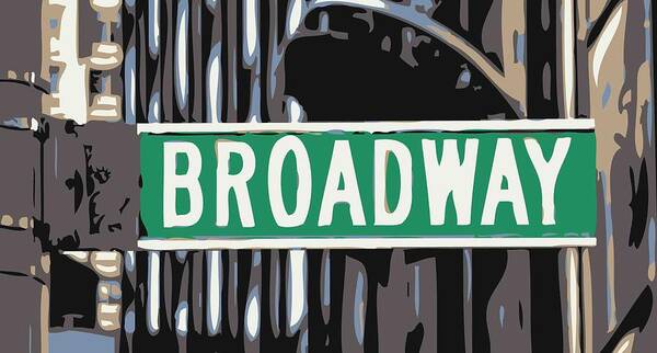 New York Broadway Sign Art Print featuring the photograph Broadway Sign Color 6 by Scott Kelley