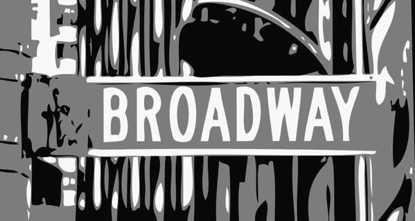 New York Broadway Sign Art Print featuring the photograph Broadway Sign Color BW3 by Scott Kelley