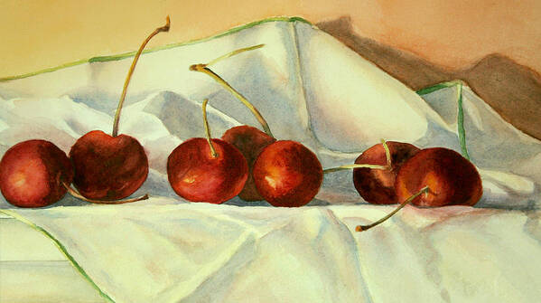 Watercolor Painting Cherries Art Print featuring the painting Cherries Jubilee by Vikki Bouffard