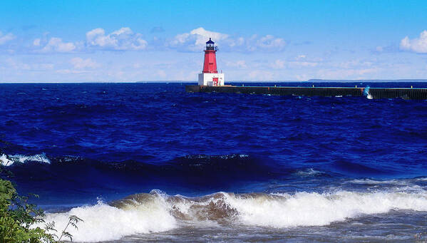 Landscape Photograph Art Print featuring the photograph Menominee Michigan North Pier Lighthouse by Ms Judi
