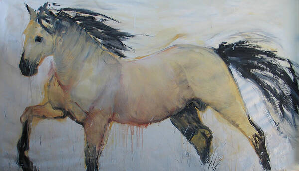 Wild Horses Art Print featuring the painting Wild Horse 1 2012 by Elizabeth Parashis
