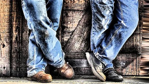 Jeans Art Print featuring the photograph Working Shoes by Kenneth Mucke