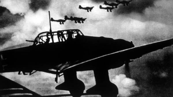 1930s Art Print featuring the photograph World War II, German Stuka Dive Bombers by Everett