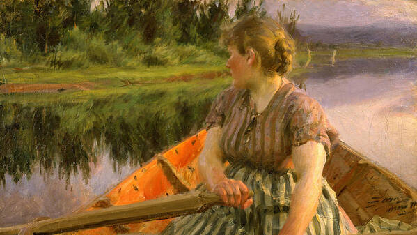 Anders Zorn Art Print featuring the painting Boating #1 by MotionAge Designs