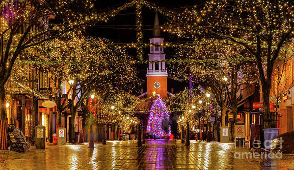 Vermont Art Print featuring the photograph Christmas on Church Street #2 by Scenic Vermont Photography