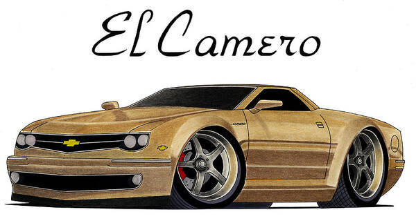 Cartoon Art Print featuring the drawing El Camero #1 by Lyle Brown