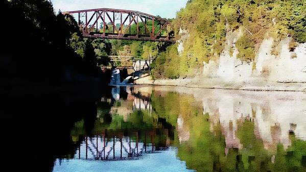 United States Art Print featuring the photograph Old Railway Bridge Over The Winooski River #1 by Joseph Hendrix
