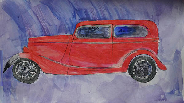 Car Drawing Art Print featuring the painting This old car by Cathy Anderson
