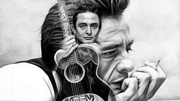 Johnny Cash Art Print featuring the mixed media Johnny Cash Collection #4 by Marvin Blaine
