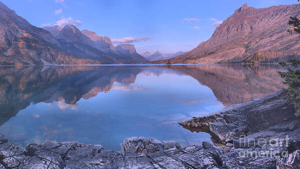 St Mary Art Print featuring the photograph Glacier St Mary Sunrise Panorama by Adam Jewell