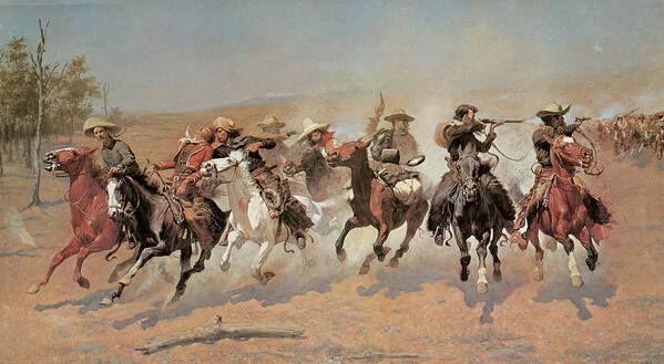 Frederic Remington Art Print featuring the painting A Dash for the Timber by Frederic Remington
