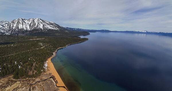 Ski Beach Art Print featuring the photograph Aerial View of Ski Beach, Lake Tahoe by Brad Scott