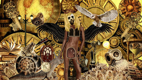Steampunk Art Print featuring the mixed media Angel In Disguise by Ally White