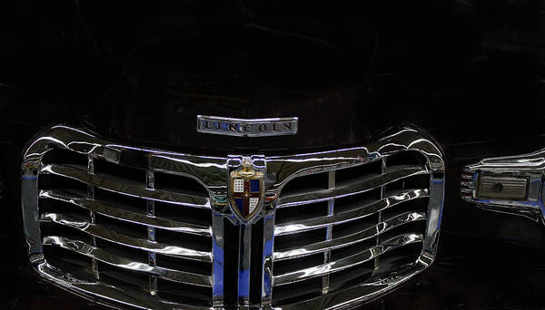 Automobiles Art Print featuring the photograph Antique Lincoln Front Grille-Emblem-Turn Signal by DB Hayes