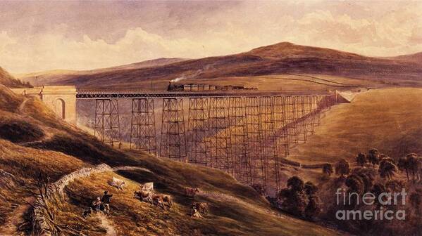 John Osborn Brown - Belah Viaduct Art Print featuring the painting Belah Viaduct by MotionAge Designs