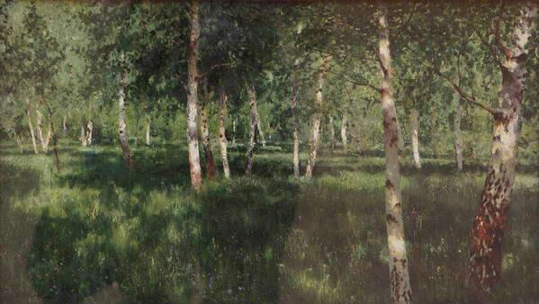 Isaac Levitan Art Print featuring the painting Birch Grove by Isaac Levitan