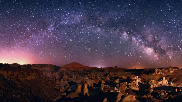 Bisti Badlands -2 ; Nm; Night Sky; Starscape Art Print featuring the digital art Bisti Badlands Night Sky - 2 by OLena Art