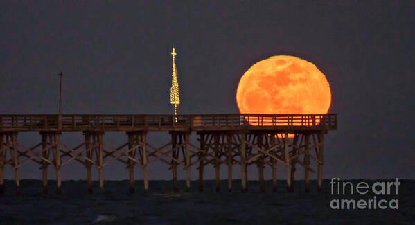 Super Art Print featuring the photograph Blue Moon Pier by DJA Images