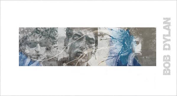 Bob Dylan Art Print featuring the mixed media Bob Dylan Triptych by Paul Lovering